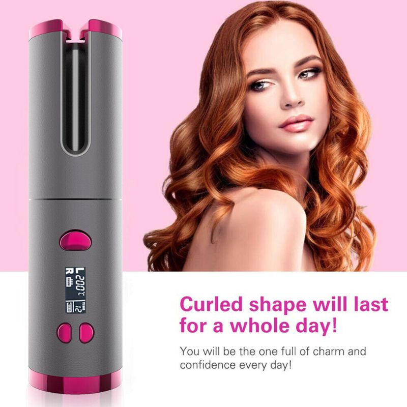 neue kabellos Haar wanken USB Ladung Haar Curler LCD Anzeige Auto Rotierenden Styling Werkzeug mit Timer Funktion Universal-