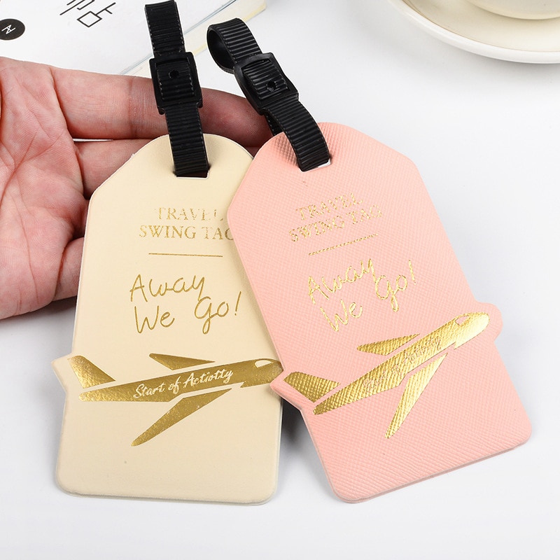 Letter Aircraft PU Leather Luggage Tag Portable Travel Accessories Label Suitcase ID Address Holder Baggage Boarding