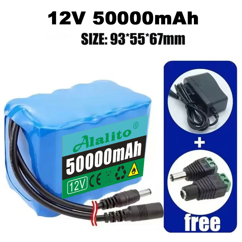 12V 3s3p 30Ah battery pack 18650 lithium ion 12V 50000mAh DC12.6V super large capacity rechargeable battery with BMS + charger