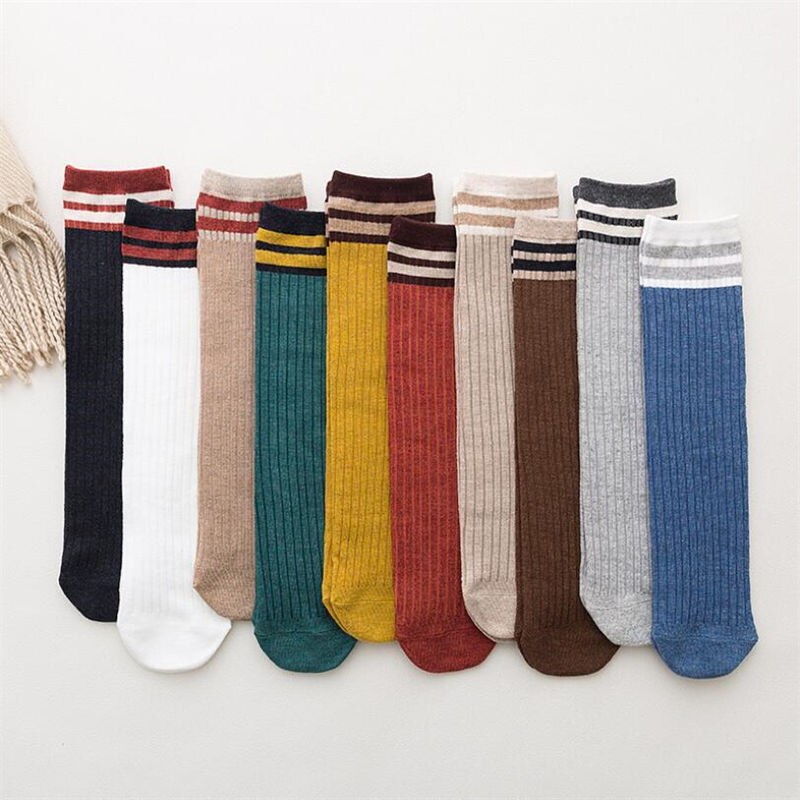Autumn And Winter Pile of Socks Cotton Tube Female Socks Japanese Striped Breathable Wweat-absorbent ladies Socks
