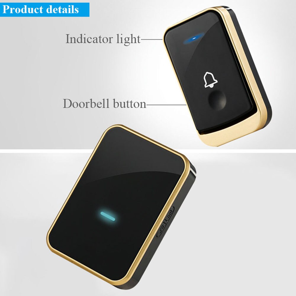 Wireless Doorbell Waterproof smart Door Bell 110V-220V 1 button 1 2 receiver self generation no Need battery cordless Doorbell