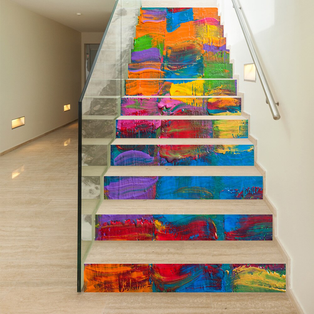 Abstract Art Painting Vinyl Staircase Sticker For House Stairs Decoration DIY Wall Stickers Waterpoof Peel &amp; Stick PVC Wallpaper
