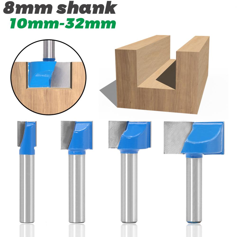 1pc 8mm Shank Surface Planing Wood Milling Router Bits 16 Sizes Bottom Clear Wood Cutting Router Bit 10mm-32mm