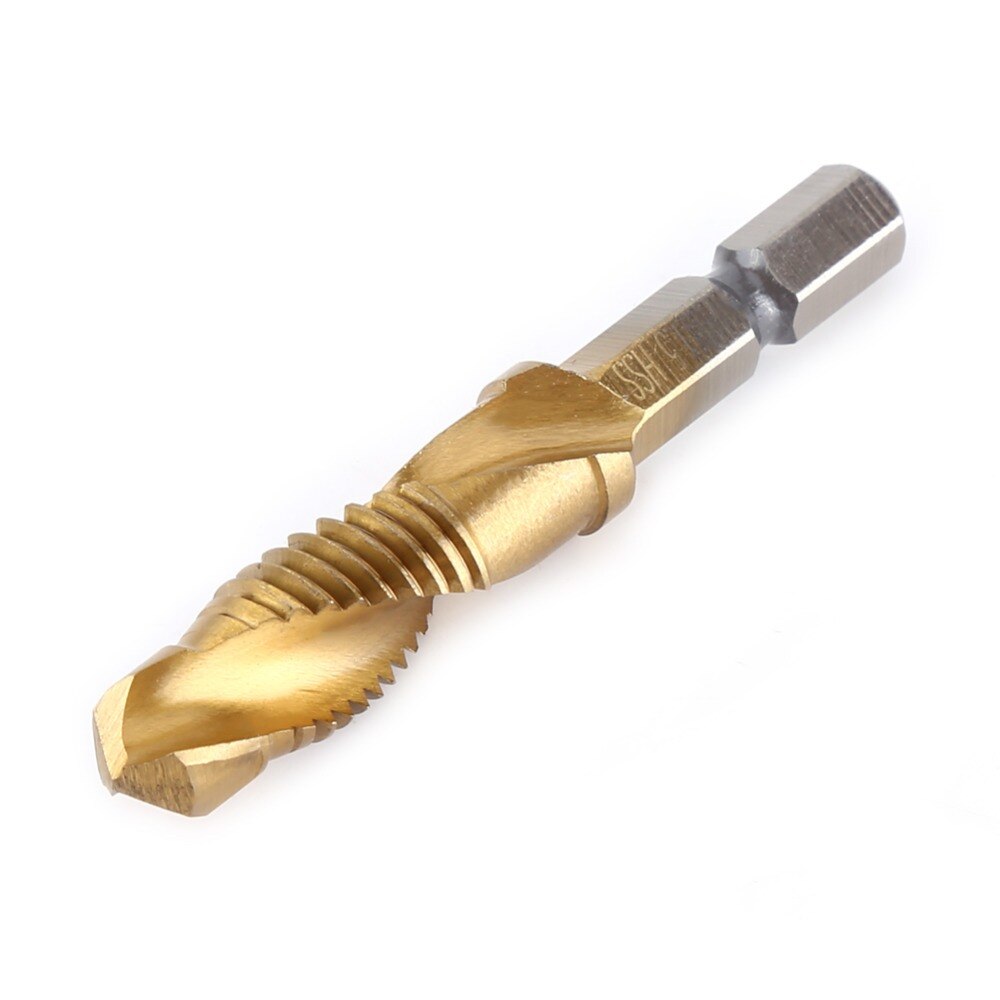 6pcs Drill Bit Metric Thread M3-M10 Titanium Coated HSS Drill and Tap 1/4" Hex Shank metaal boor broca quadrada foret conique