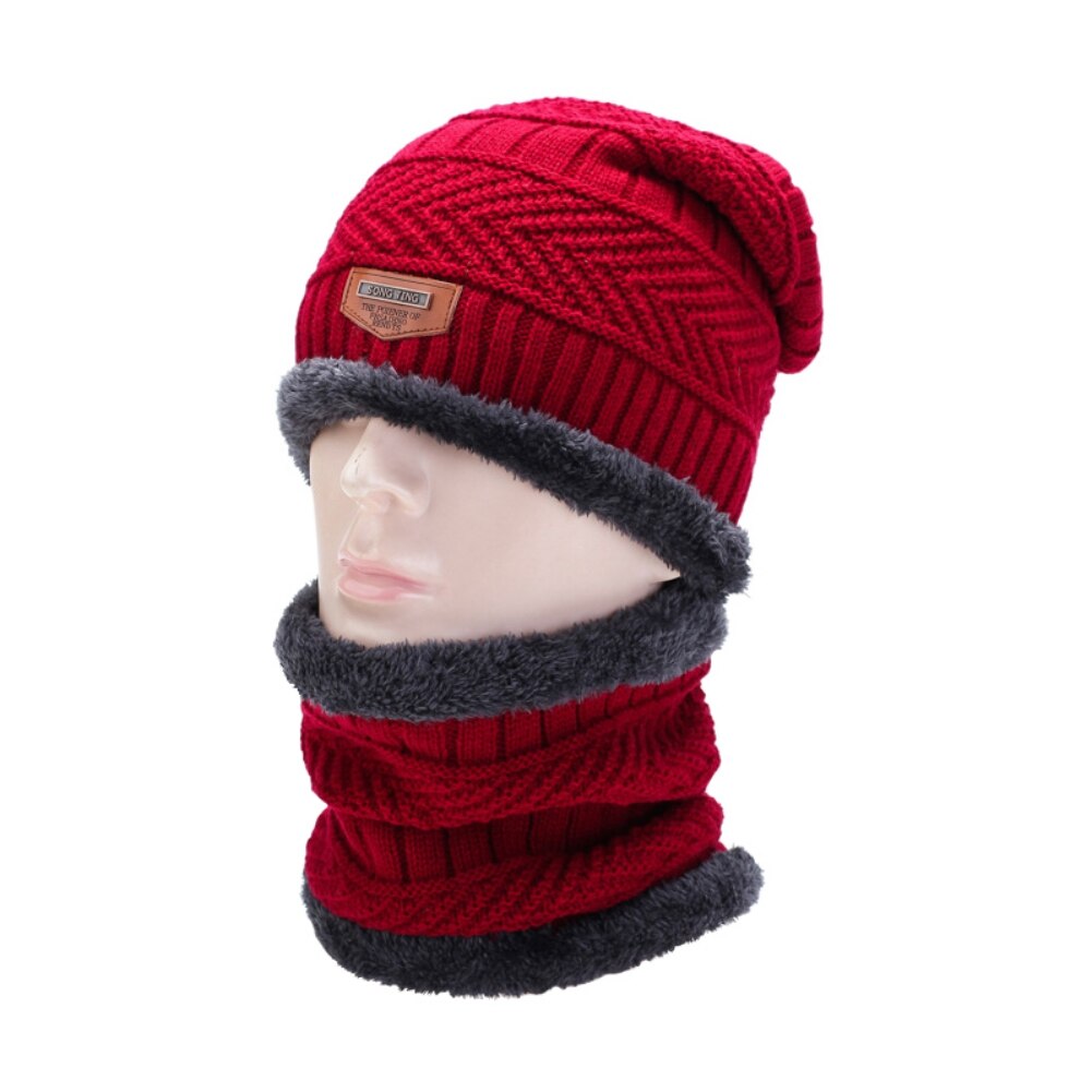 Conjunto de gorro y bufanda de esquí para hombre y mujer, gorros térmicos de punto, gorros de invierno: red