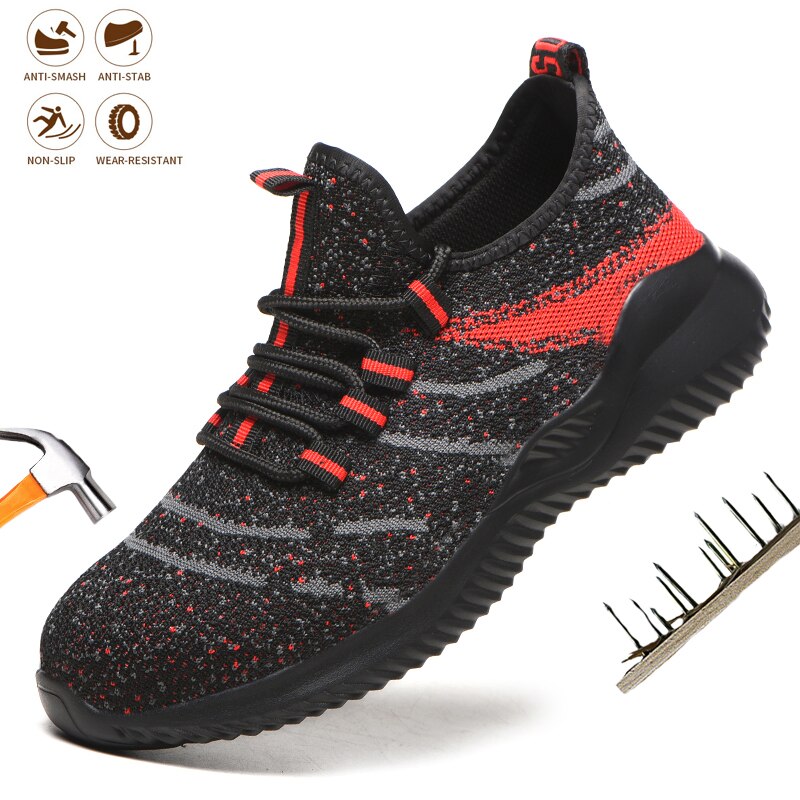 Steel Toe Cap Safety Shoes for Men Lightweight Indestructible Work Safety Boots Anti-smash Outdoor Breathable Comfort Sneakers