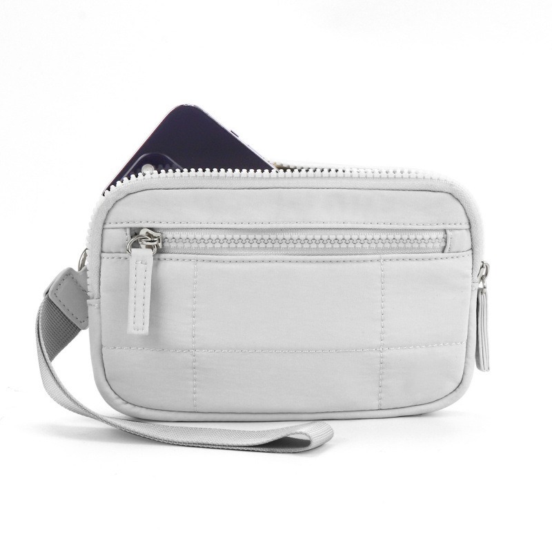 Puffer Wristlet Wallets For Women, Nylon Quilted Wallet With 3-Zipper Purse For Travel Credit Card Holder Phone Organizer