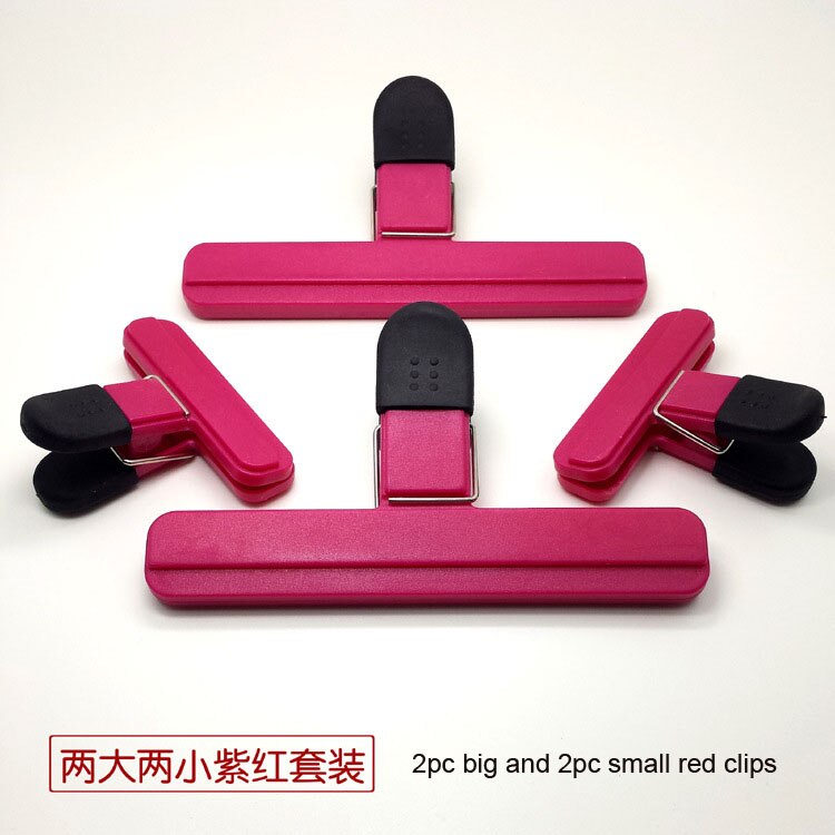 4 sztuk z tworzywa sztucznego klip robić żywności robić przechowywania świeżego szczelnie zamykana torebka klip, odporny na wilgoć, zamknięte klip plik wiążące klip narzędzia kuchenne uszczelnione klip: 4szt purpurowy