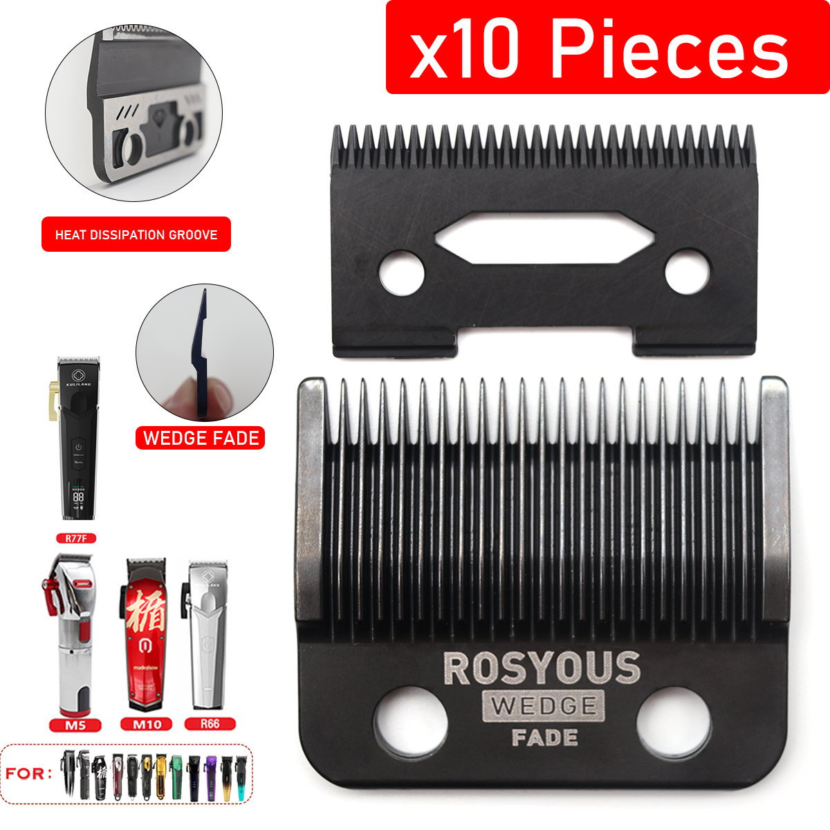 DLC FADE Blade Replacement for 2020C KULILANG VGR V003 Madeshow M10 Hair Clipper Titanium Plated Ceramics Blade
