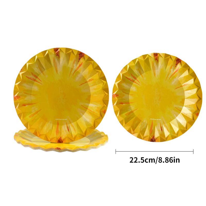 10/20 pçs 9 polegada placas de papel redondas frutas padrão pratos descartáveis sobremesa para churrasco aniversário casamento chá de bebê: Branco / 1 pc