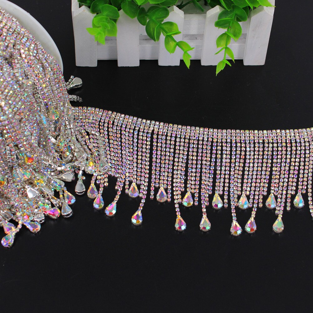 fantasia Oro Rosa di Modo di Cristallo Catena Della Tazza del strass Guarnizioni Abito Da Sposa Decorazione per Abiti Da Sposa Abbigliamento applique ordinare: argento AB 25