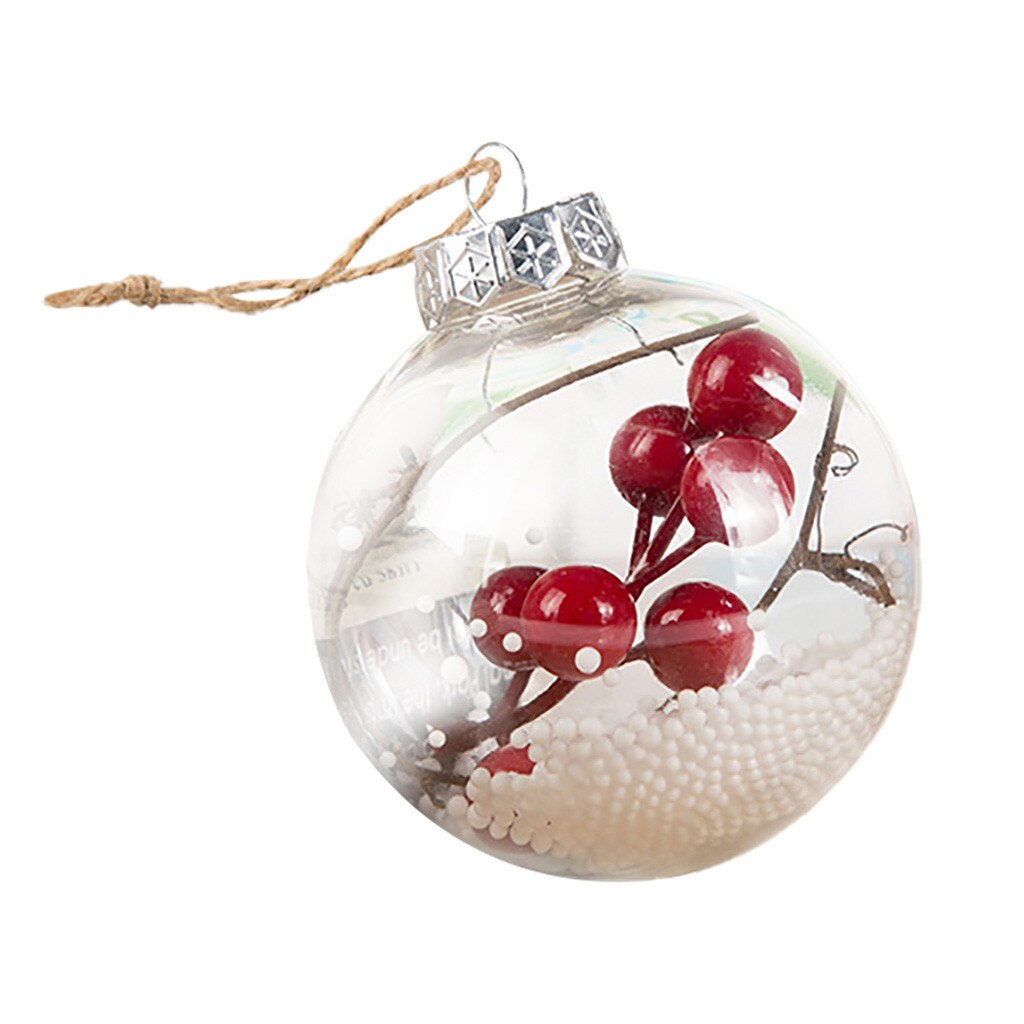 Christmas Tress Decorations DIY Hollow Ball Transparent Open Plastic Clear Bauble Ornament Xmas Box Decoration: E