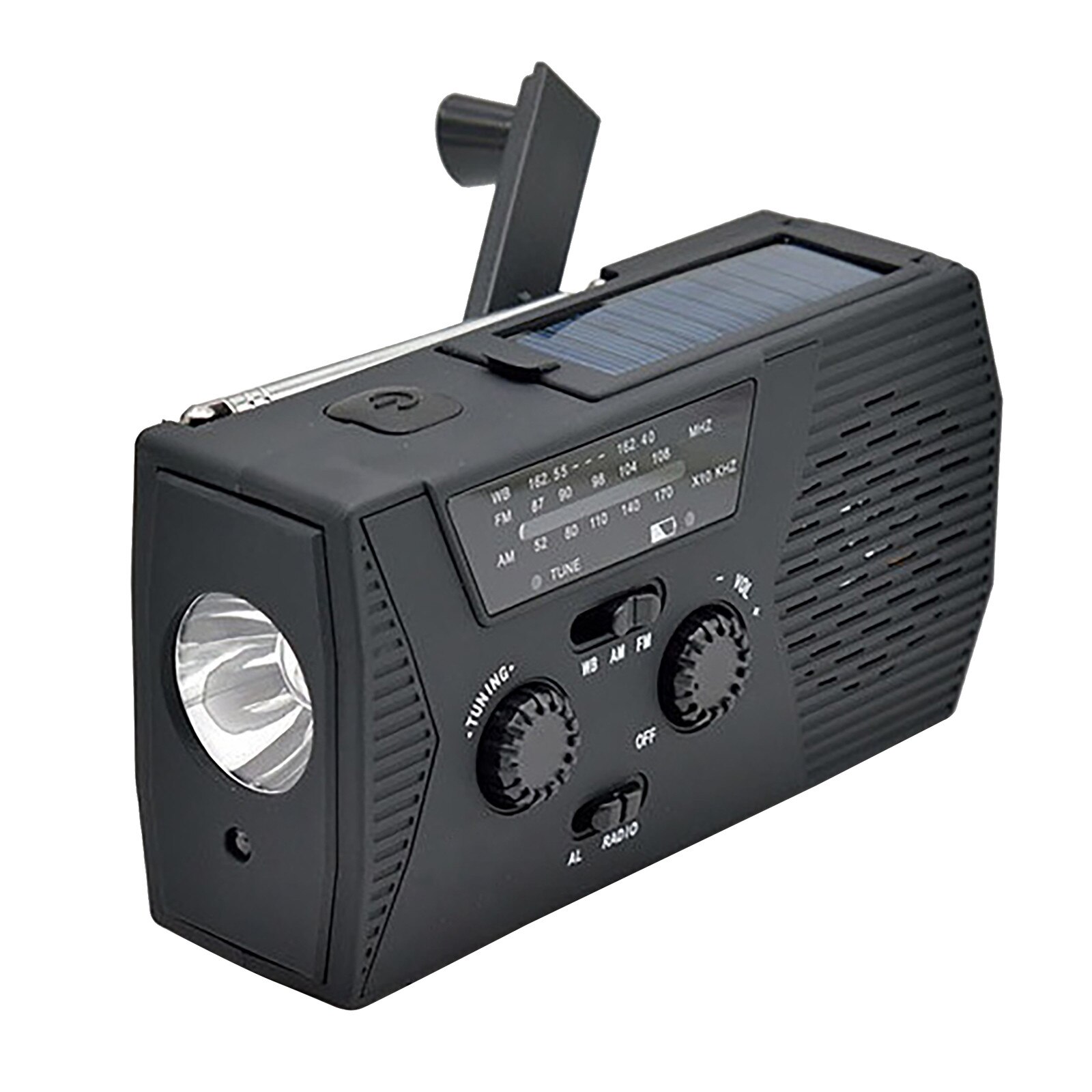 Draagbare Hand Crank Radio 4000Mah Solar Crank Dynamo Powered Am/Fm Us/Noaa Weather Radio Gebruik Emergency led Zaklamp Power Bank: Black 