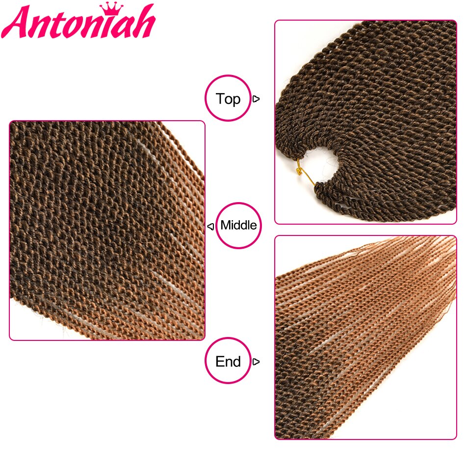 ANTONIAH Senegalese Twist Ombre Hair High Temperature Synthetic Braiding Hair Extensions small Senegalese Twist Crochet Hair