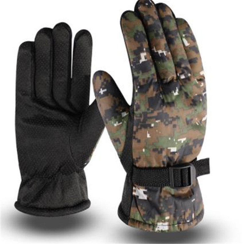 Mannen in de winter om warm handschoenen antislip motorrijden fiets met fluwelen camouflage grote katoenen ski handschoenen ST-608