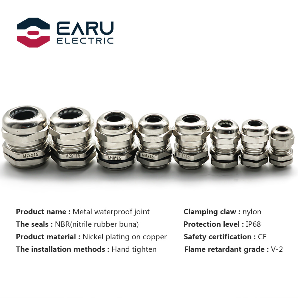 1PCS Metal Waterproof Joint Fixed Sealing Cable IP68 M8 / M32 Cable Connector Brass Nickel Plated Gland Connector