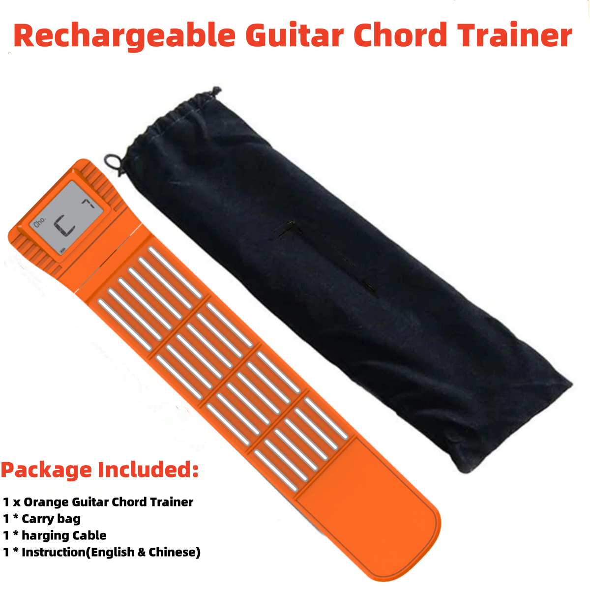 Pocket Guitar Chord Practice Tool, Portable Guitar Neck for Beginner Trainer with Rotating Chord Table Screen: Yellow