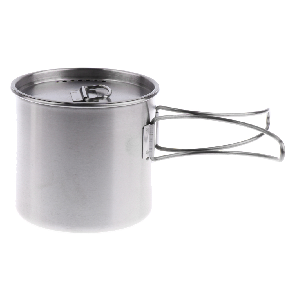 500ml koppar/kruka i rostfritt stål med hopfällbart handtag för utomhushusbil utomhus camping vandring backpacking matlagning picknick förnödenheter
