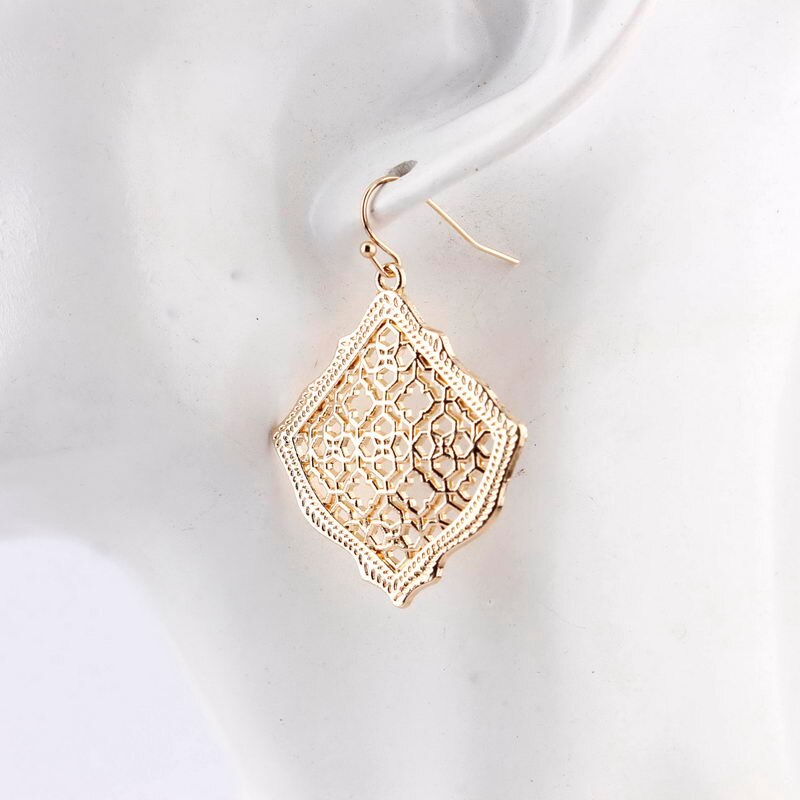 Boucles d'oreilles en filigrane du maroc pour femmes, en forme de goutte d'eau, carrées, ajourées, de fête des mères