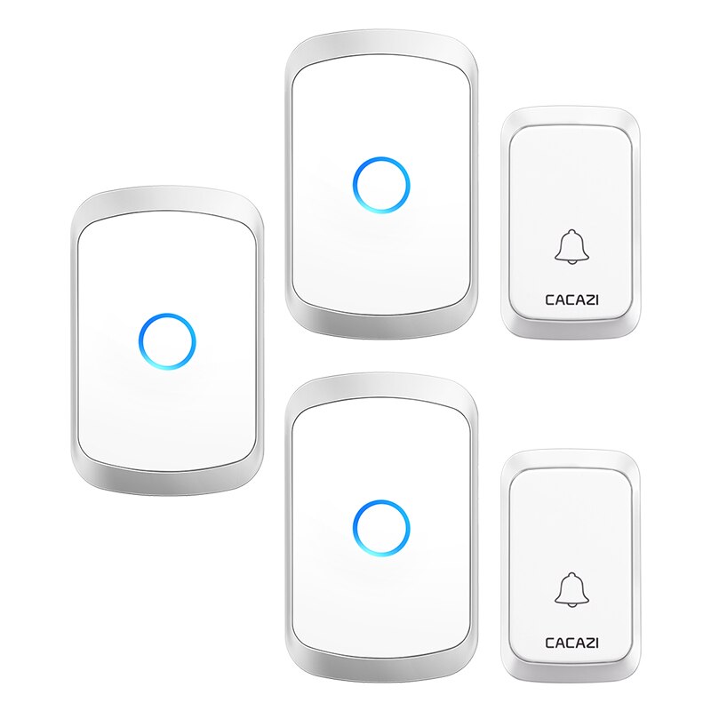 Cacazi Draadloze Deurbel Dc Batterij-Operated Waterdichte 36 Chimes 5 Volume 300M Range Home Security Draadloze Deur Call ring Bell: silver 2x3