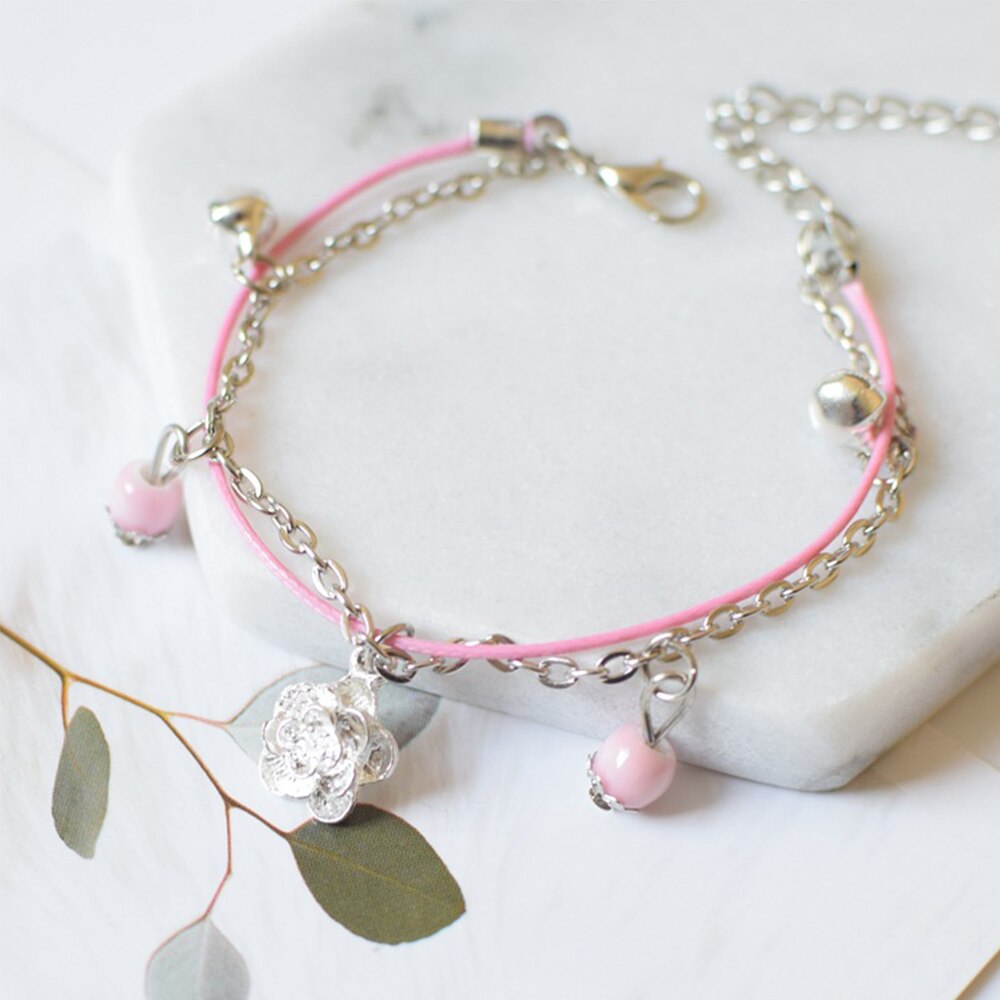 Flerlags koreansk klokke nylon reb porcelæn perle armbånd søde smykker tilbehør til studerende og teenagere til kvinder: 1