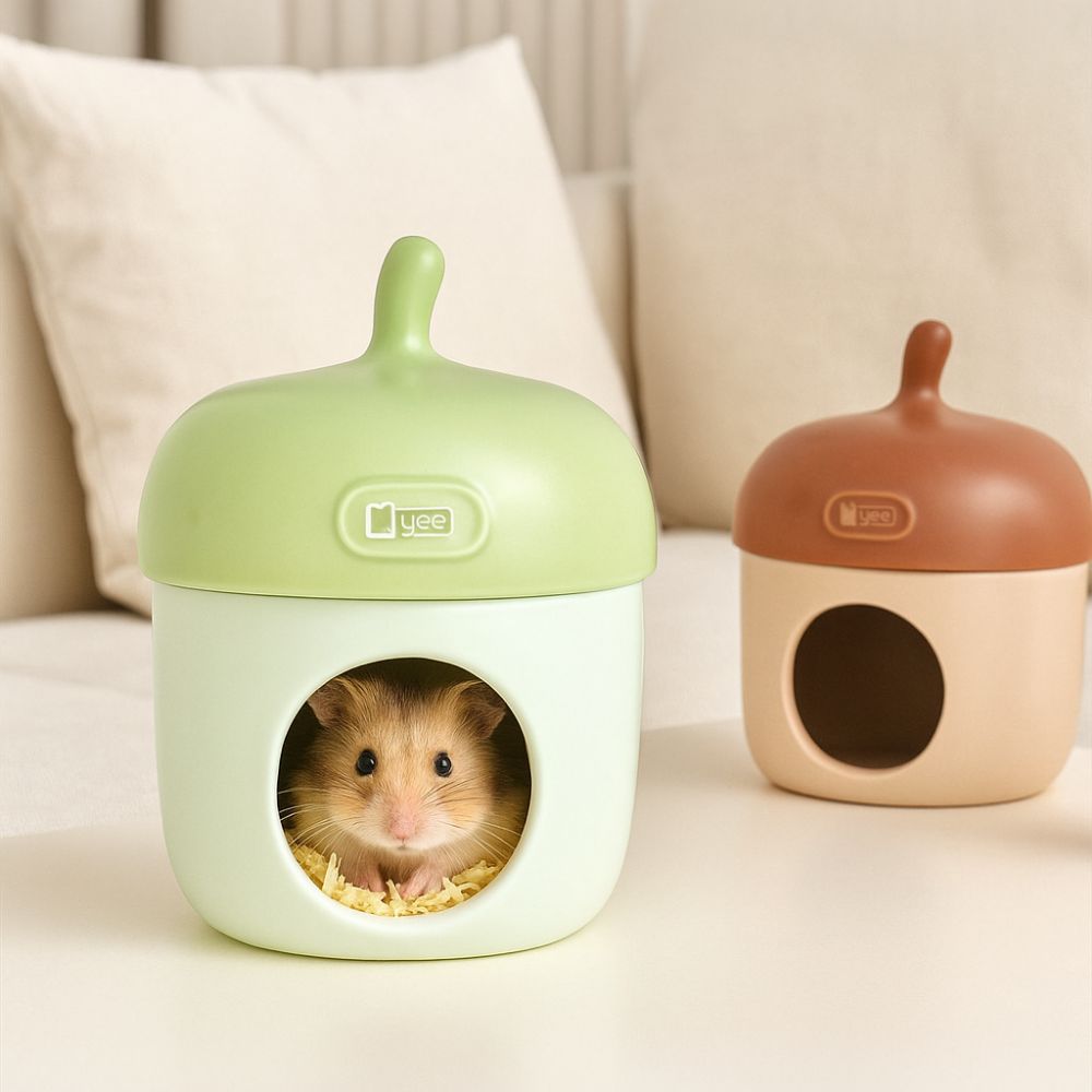 Jaula de hielo para hámster de bellota única y práctica, nido de enfriamiento decorativo para hámster, suministros de paisajismo para hábitat de animales pequeños y bonitos