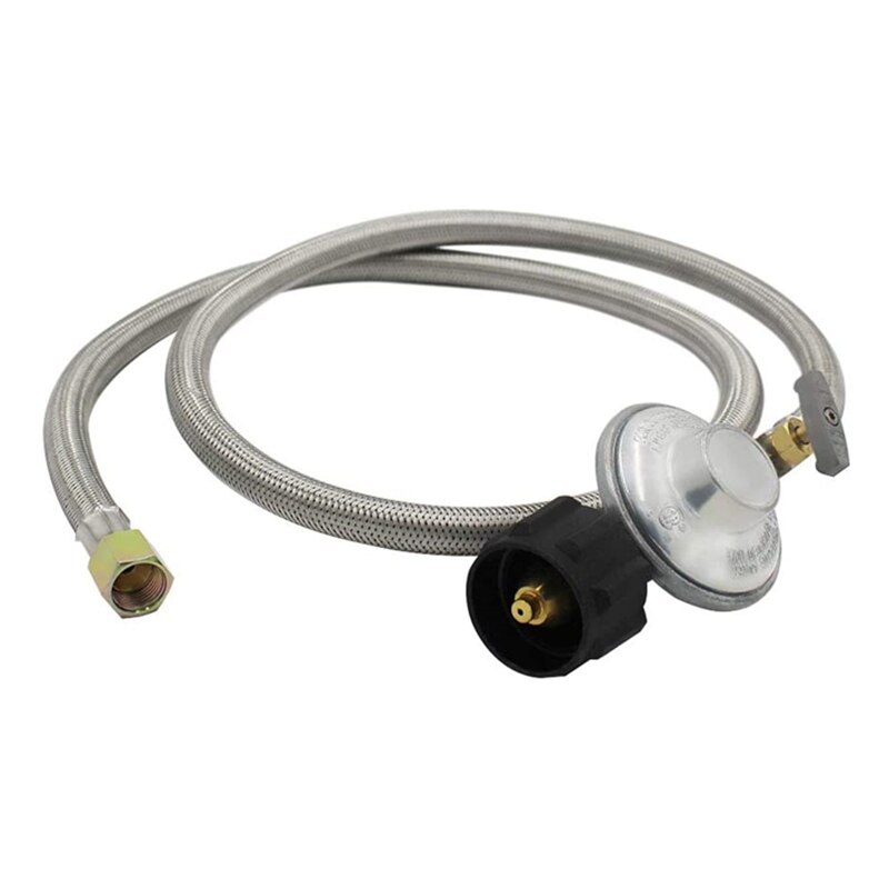 JayCreer Propane Grill Shut-Off Control Regulator Valve with 4FT Braided Flexible Hose Low Pressure Valve With Shut-Off Valve