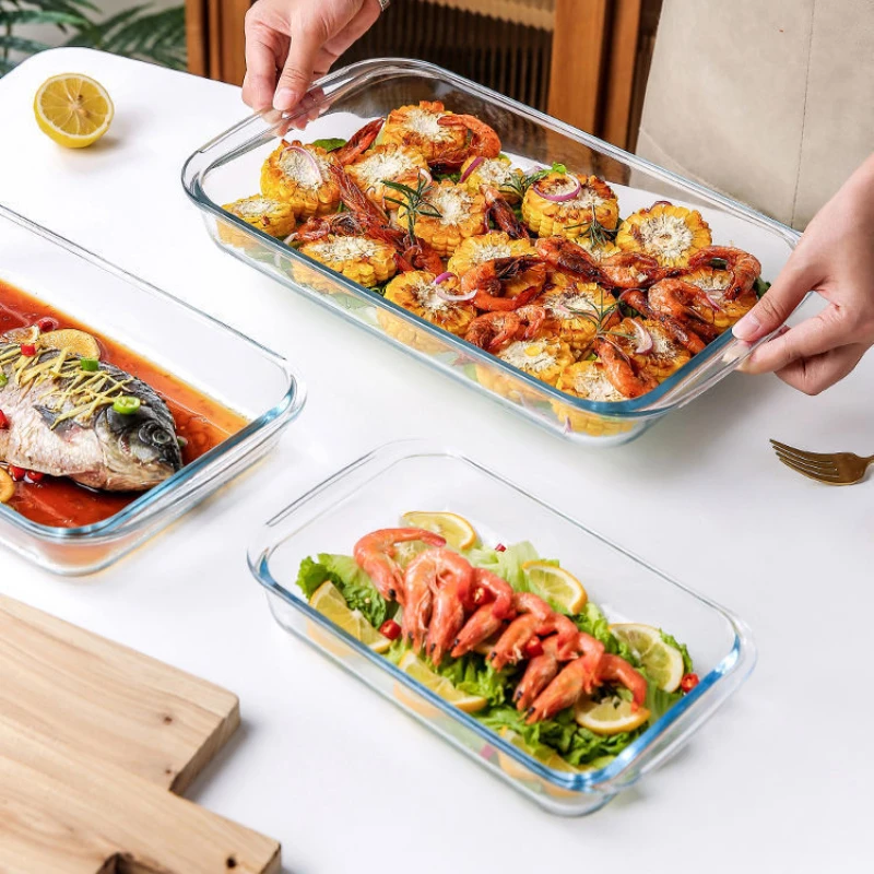 Plato de vidrio para hornear, bandeja para horno, herramientas y accesorios de cocina, utensilios de cocina, sartenes
