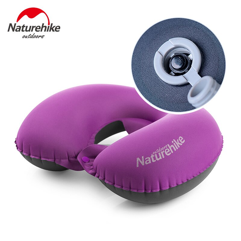 Naturehike Nekkussen Opblaasbare Reizen Kussens Compacte Draagbare Hoofd En Nek Ondersteuning Air Kussens U Vorm Hoofdsteun Kussen: Paars
