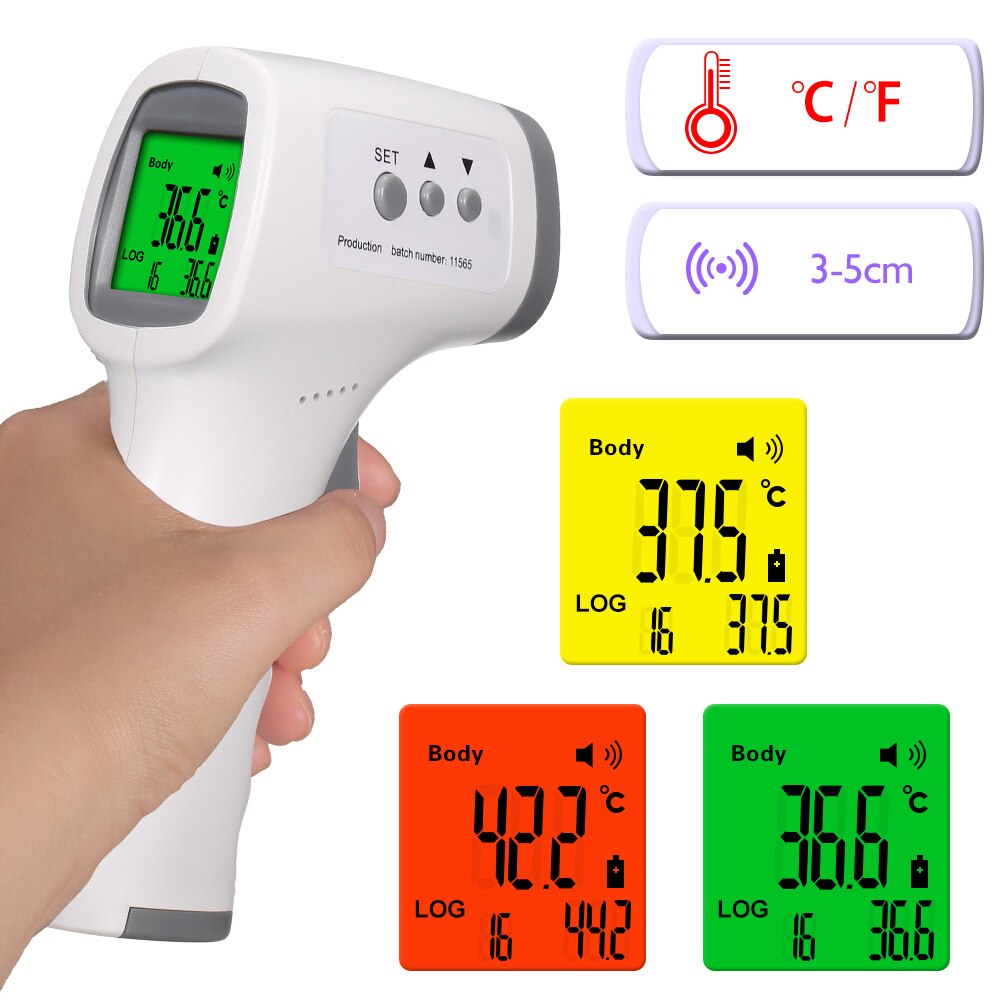 Digitale Voorhoofd Thermometer Infrarood Thermometer Non-Contact Body Temperatuurmeter Hoge Gevoeligheid Met Koorts Alarm: Oranje