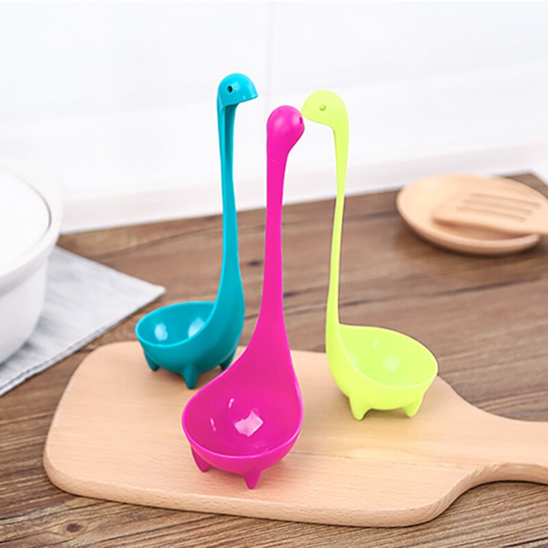 Colher de sopa de dinossauro com alça longa vertical, utensílios de cozinha, agitador para comida, utensílios de cozinha