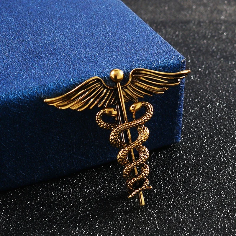 Ich-Remiel retro Engel FlüGel männer Abzeichen Brosche Stift Schlange Broschen Revers Medaille Frauen Hemd Kragen Kleidung & zubehör: Antikes Gold überzogen