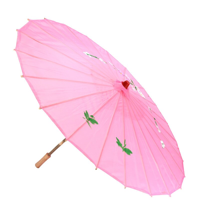 Paraguas de papel con flores impresas chinas, sombrilla tradicional hecha a mano, sombrilla clásica de baile Retro, decoración de: pink