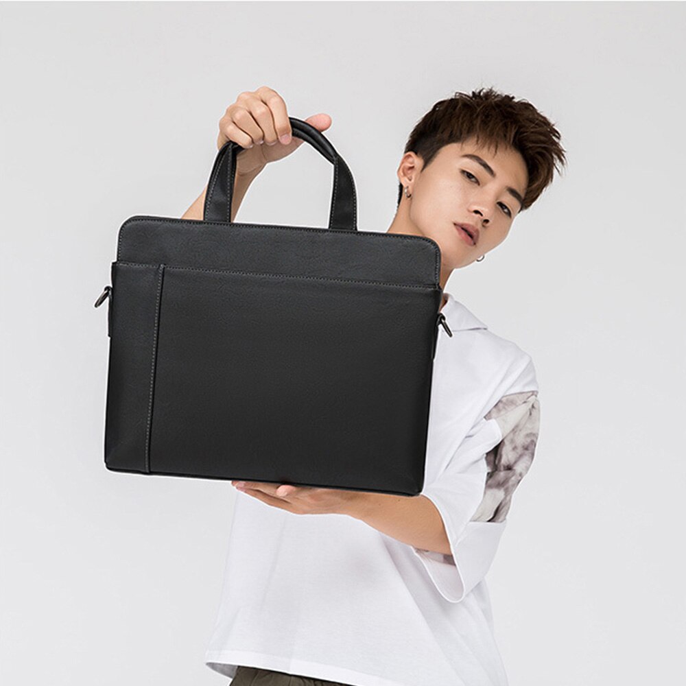 Mannen Zwart Lederen Aktentas Handtas 14 Laptop Messenger Bags Mannelijke Schouder Crossbody Tas Mannen Grote Reistassen XA602C