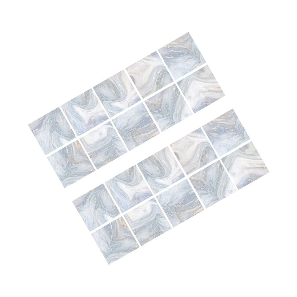 20pcs Imitation Marble Tile Sticker Bath Pearl White Non-slip Waterproof Wall Sticker Home Decor Wall Stickers Stick Tiles Panel