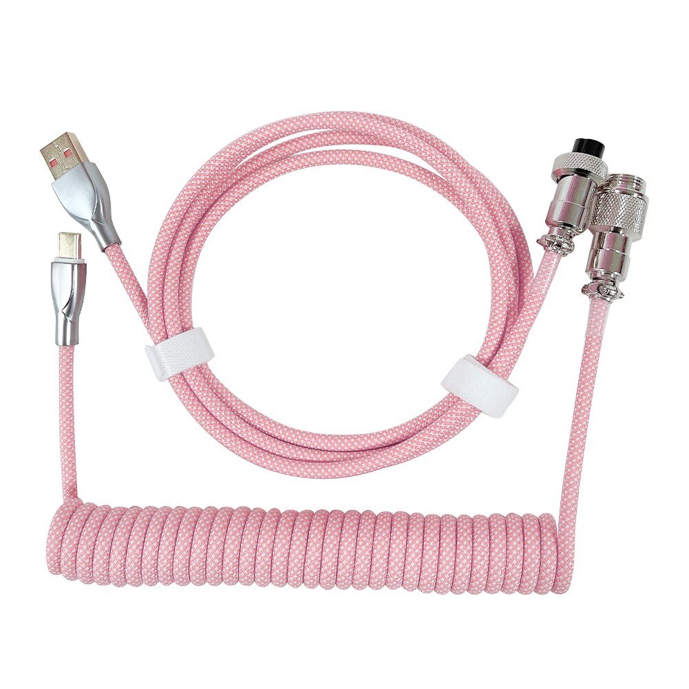 Klawiatura mechaniczna 3M dedykowany kabel Aviator type-c na USB złącze lotnicze przewód sprężynowy kabel danych do ładowania zestaw akcesoriów: Macaron Pink