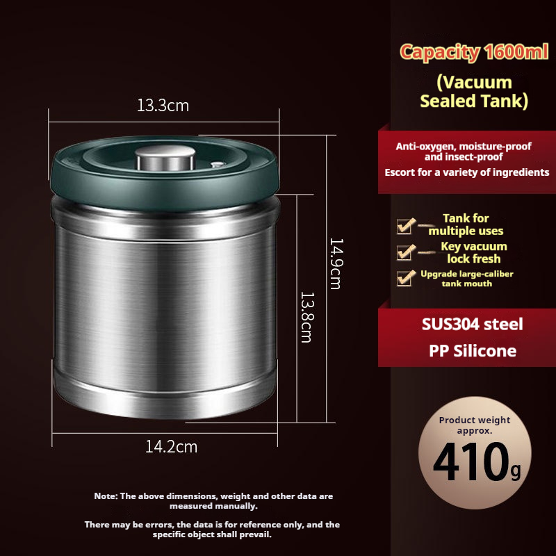 304 Stainless Steel Vacuum Food Grade Coffee Bean Sealed Jar Storage Containers for Grain, Snack, Sugar, Tea Kitchen Items: light yellow