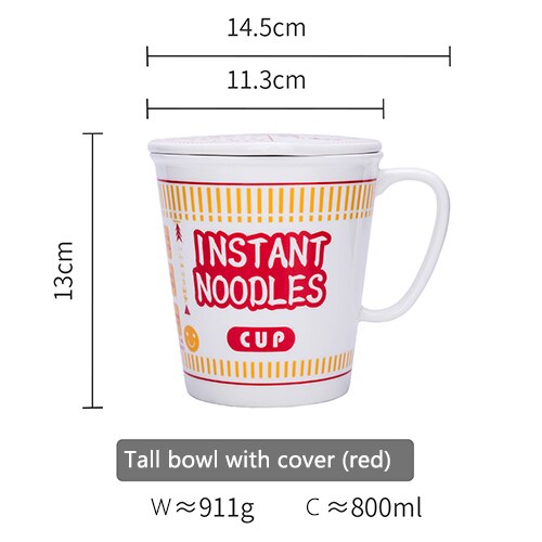 Japanse Creatieve Grote Thuis Ramen Kom Met Deksel Grote Studentenflat Noodle Granen Kom Keramische Cup Instant Noodle Kom: Red L