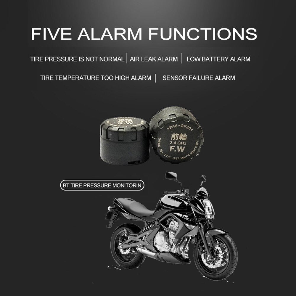 Motorcycle Tire Pressure Monitor Wireless Phone APP Detection Temperature Warning Fuel Save Tire Pressure Monitoring System