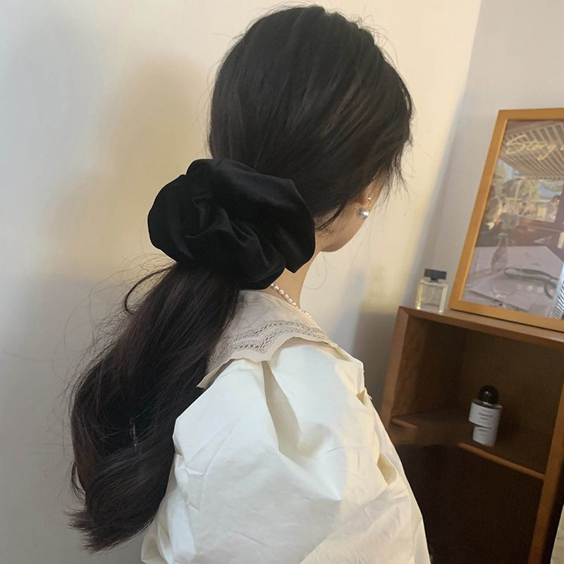 Coleteros de terciopelo negro de gran tamaño, lazos para el cabello para mujeres y niñas, bandas elásticas grandes de goma sólida para el cabello, cuerda, accesorios para el cabello de cola de caballo para invierno
