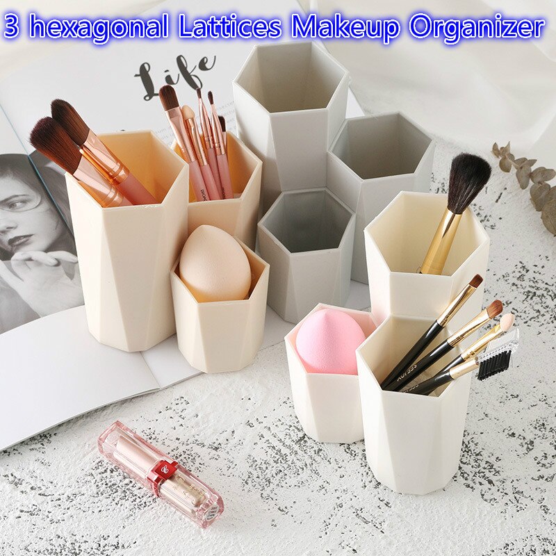 3 Roosters Plastic Make-Up Borstel Organizer Tafel Make Holder 3 Kleuren Optionele Make Storage Box Eenvoudige Cosmetica Houder