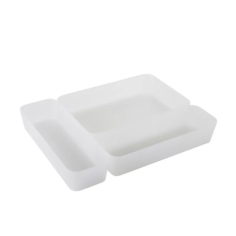 Skuff arrangører lagring sammenlåsende smale skuff skillevegger boks posere til dårlig kontor kjøkken hjem lagringsverktøy: 3 stk