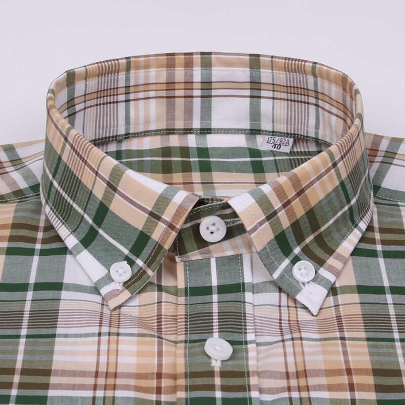 Engelsk stil langærmet plaid ternet bomuldsskjorte lommefri standard pasform casual button-down mænd gingham skjorter