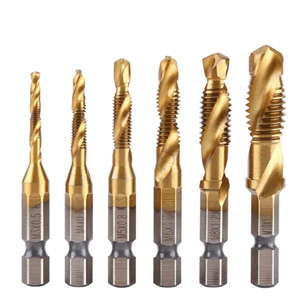 1pc High-speed Steel Hexagonal Shank Compound Taps Screw Tap Drill Bit Quick Change Hex Multiple Styles M3 M4 M5 M6 M8 M10