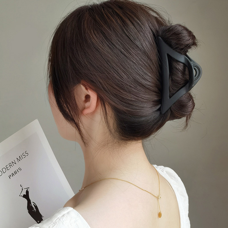 Grampo de cabelo fosco preto grande para mulheres, grampo geométrico, garra elegante francesa, presilha coreana, acessórios de cabelo para meninas, moda