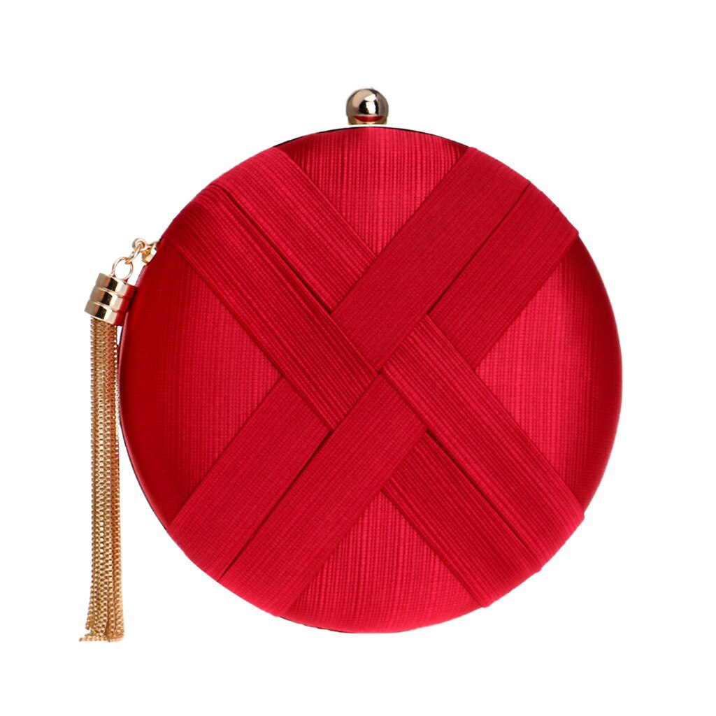 OCARDIAN – sac à main avec pompon en métal pour femme, pochette de jour avec chaîne, à bandoulière, pochette pour téléphone de soirée, 6J19: Red 
