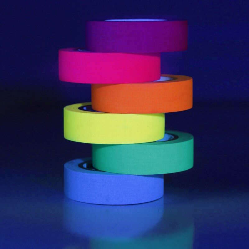 Cintas fluorescentes reflectantes UV, cintas noctilucentes autoadhesivas para escenarios de fiestas, 1/6 uds.