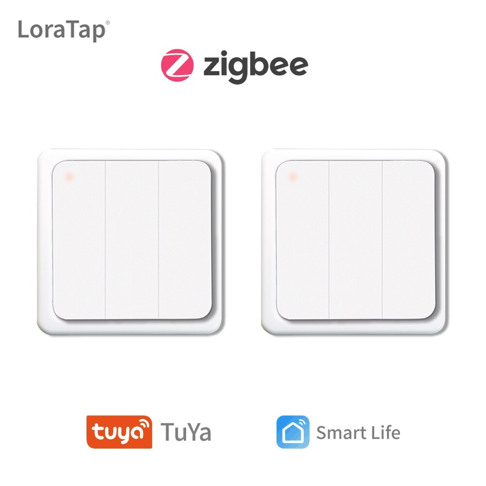 Tuya Smart Life ZigBee Wireless Wall Switch 3 Gangs Remote Portable Tuya Zigbee Gateway Required No limit to Control Home Device: 2 packs