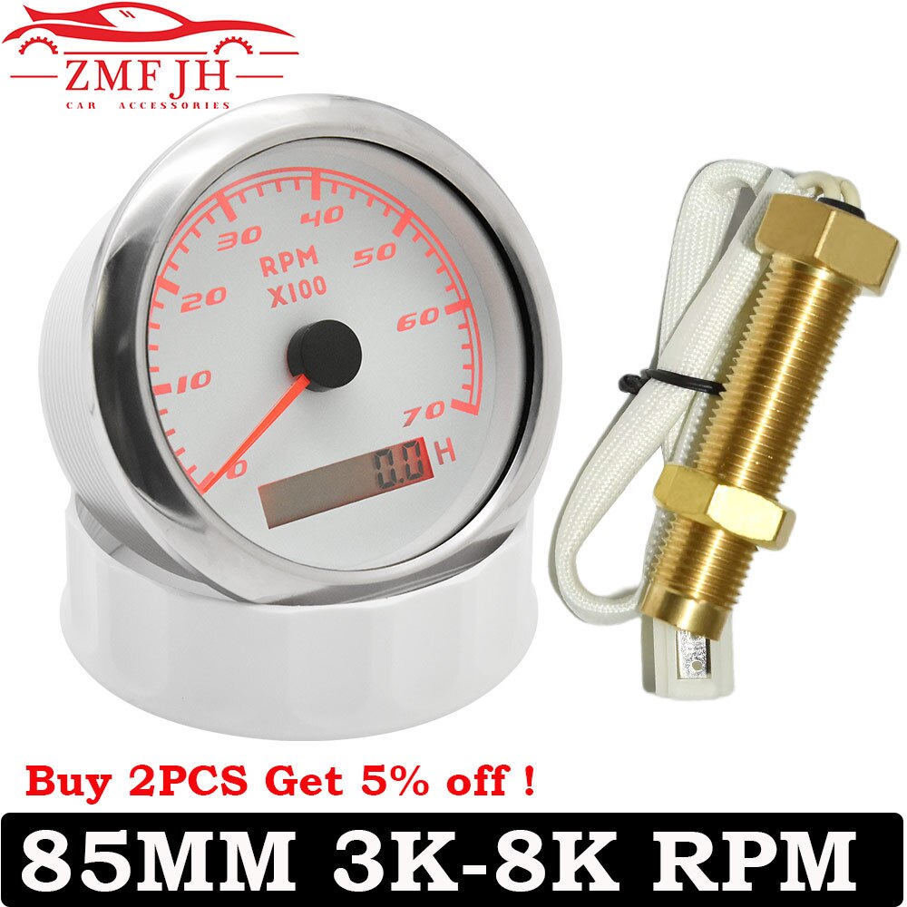 85mm contagiri per barche per auto contagiri marino con contaore LCD 3000 4000 6000 7000 8000 RPM contagiri per barche Toerenteller