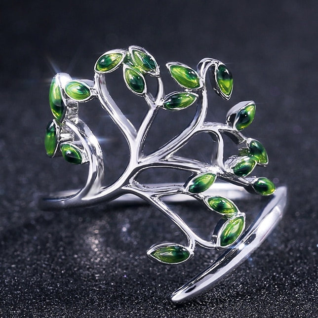 Anello da donna Huitan Live a forma di albero Cocktail Party fresco elegante compleanno regalo felice per le donne anelli aperti regolabili di moda